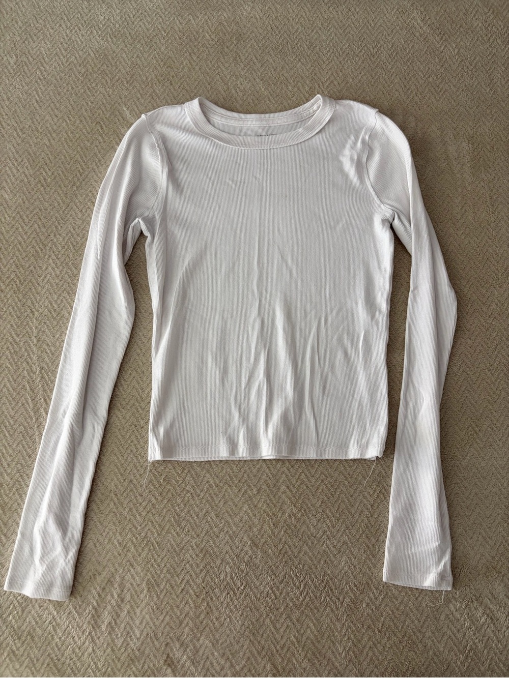 Hollister White Ribbed Long Sleeve Top